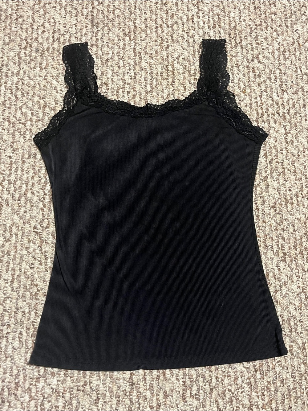 Lace-Trim Black Camisole Tank - Women's